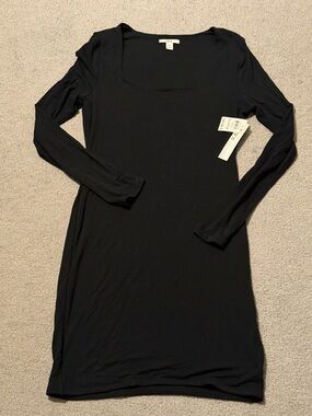 NWT Bar III Long Sleeve Scoop Neck Bodycon Mini Dress - Black - XL